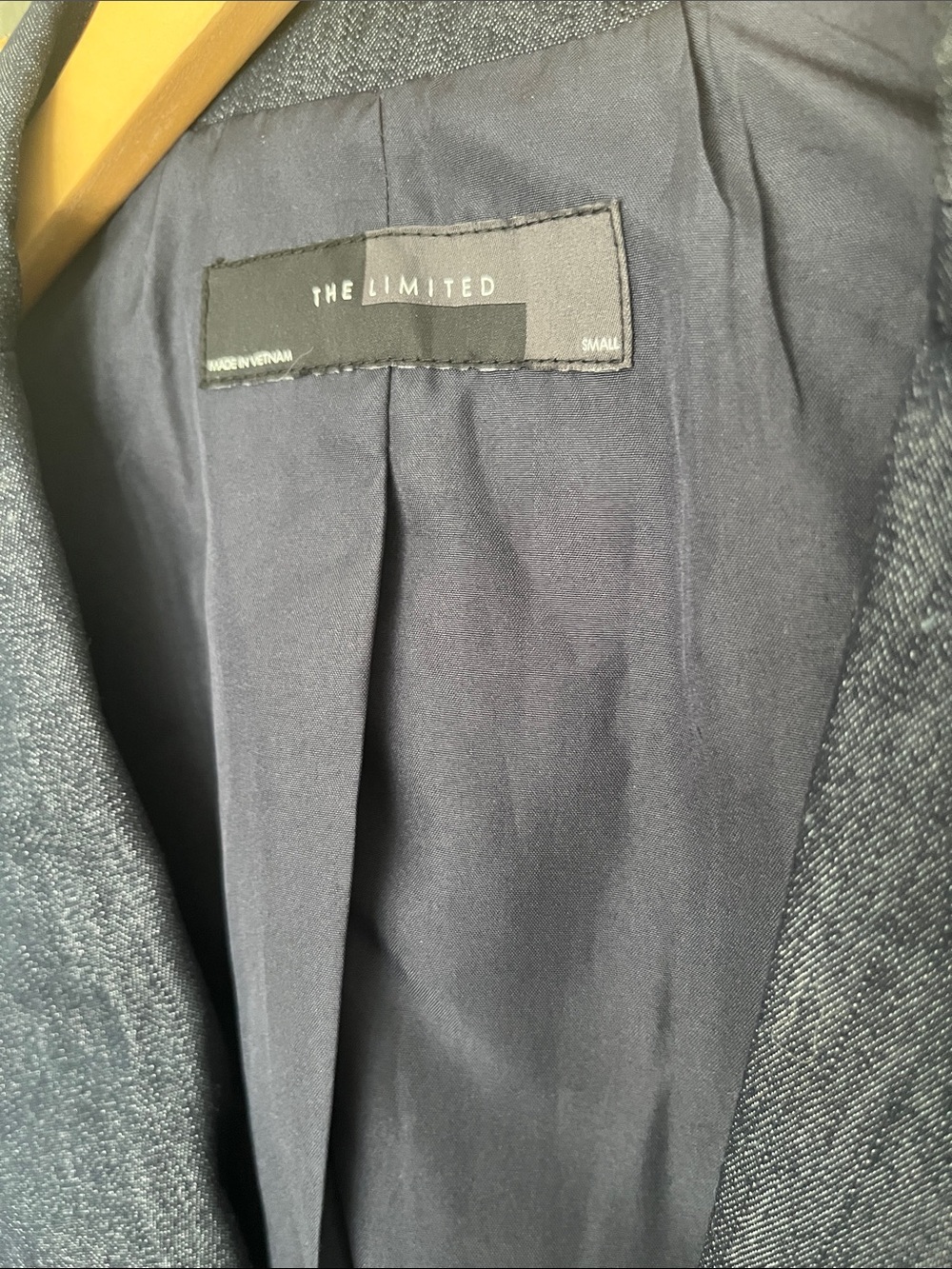 The Limited women’s dark denim one button blazer, sz small. EUC, indigo, capsule - Picture 4 of 9